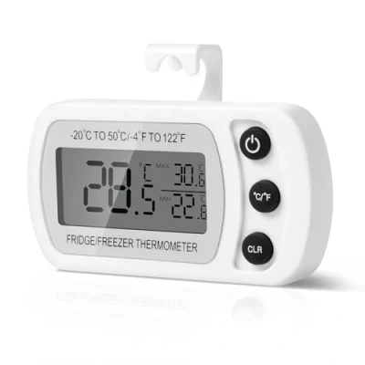 Immagine di AiQlnu Termometro Digitale del Frigorifero Cucina, Magnetico Display LCD con Gancio, Conversione ℃ /℉, Ideale per Casa, Ristoranti, Caffè (Bianco)