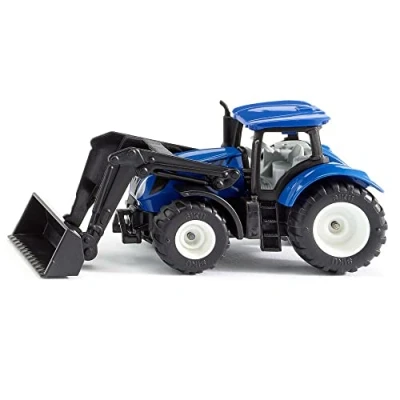 Immagine di siku 1396, Trattore New Holland con caricatore frontale mobile, Metallo e Plastica, Blu Nero, Gancio di traino