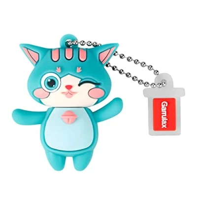 Immagine di GARRULAX chiavetta USB, 32 GB, in silicone impermeabile, USB 2.0 ad alta velocità, per la memorizzazione della data, pendrive U Disk (gatto verde)