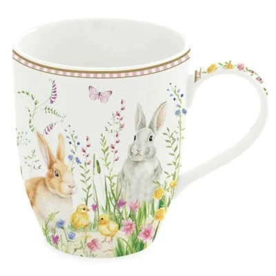 Immagine di Easy Life Tazza mug colazione pasquale in porcellana con manico &quot;Happy Easter&quot; 350 ml