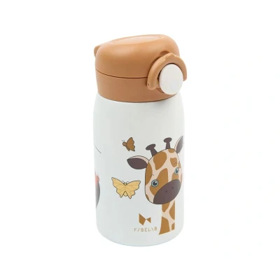 Immagine di Fabelab Borraccia per bambini, 320 ml, con giraffa, in acciaio inox, senza BPA, a prova di perdite