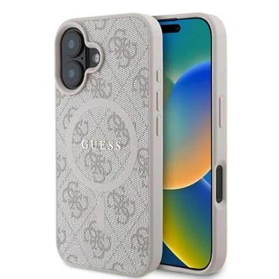Immagine di CG Mobile Guess GUHMP16MG4GFRP Custodia rigida per iPhone 16 Plus 6,7&quot;, con anello 4G, logo classico, colore: Rosa