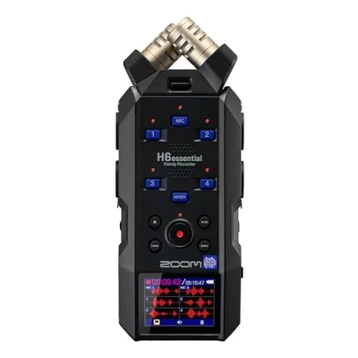 Immagine di Zoom H6essential Registratore Vocale Professionale e Riproduzione Simultanea di 6 Tracce, Audio con 2 Microfoni Porta USB C High Speed 2.0, Compatibile Mac Pc IOS, Autonomia 18h