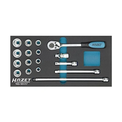 Immagine di Kit di chiavi a bussola metrico 3/8 (10 mm) 17 parti Hazet 163 181/17