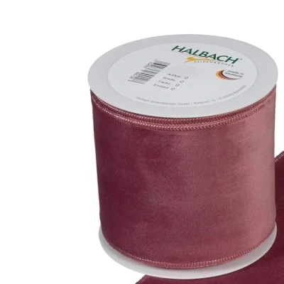 Immagine di FloristryWarehouse Nastro in velluto rosa scuro, larghezza 100 mm, rotolo da 8 m con bordo cablato
