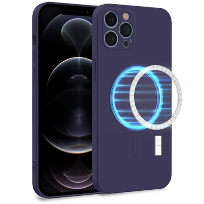 Immagine di MyGadget Cover [ MagSafe ] per Apple iPhone 12 Pro Max Custodia in Silicone Morbido a Doppio Strato Case con Protezione Fotocamera &amp; Fodera Interna Viola