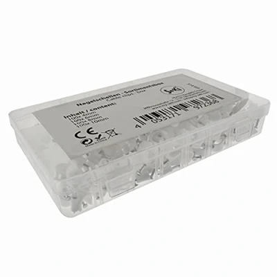 Immagine di SeKi Assortimento di 400 fascette per cavi (100 x 4 mm, 100 6 8 10 mm), colore bianco, fascetta universale con chiodo