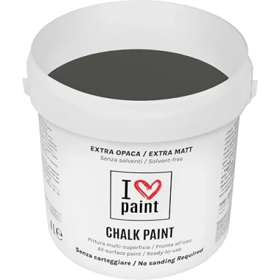Immagine di I LOVE CHALK PAINT Antracite Senza CARTEGGIARE Colora Mobili, Pareti e Oggetti solventi formaldeide Inodore a base di acqua (4 Litri)