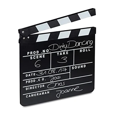 Immagine di Relaxdays Ciak Professionale in Legno, Accessori da Regista e Feste a Tema Clapperboard Scrivibile, HxL 26 x 30 cm, Nero