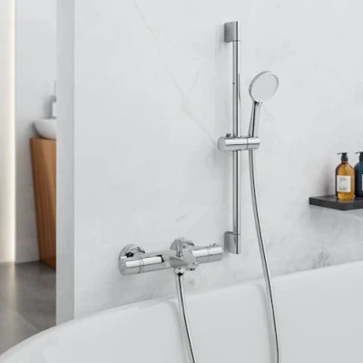 Immagine di MORADO Miscelatore doccia con Set Asta Doccia,Set di miscelatori termostatici per doccia: Incluso (1x a mano, 1x 70cm, Tubo 1,5m, parete)