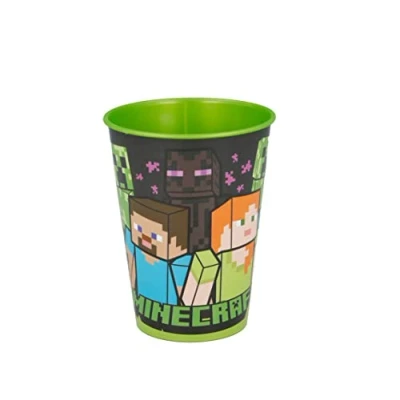 Immagine di Bicchiere in plastica per Bambini con grafica di Minecraft da 260 ml, Lavabile e Riutilizzabile, non adatto al microonde