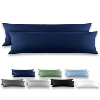 Immagine di REDKEY Coppia di Federe 40 x 145 cm, Set 2 Tessuti per Cuscino Letto, con Coperchio Ribaltabile (senza Cerniera), 100% Microfibra è morbida e traspirante，Blu scuro