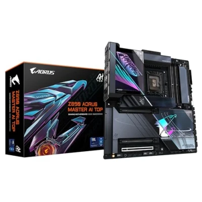 Immagine di GIGABYTE Scheda madre Z890 AORUS MASTER AI TOP Supporta CPU Intel Core Ultra (Serie 2), VRM 20+1+2 fasi, fino a 9500 MHz DDR5 (OC), PCIe 5.0 M.2, Wi Fi 7, Thunderbolt 4