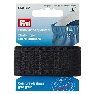 Immagine di Prym Nastro elastico, rigidità laterale, 30 mm nero, Poliestere, 1 m