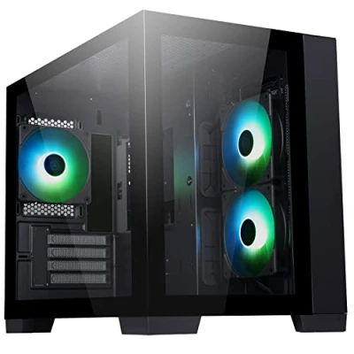 Immagine di Case DARK CAVE Gaming Mini Tower, mATX, 4x12cm ARGB fan, 2xUSB3, Type C, Side &amp; Front Panel Temp Glass