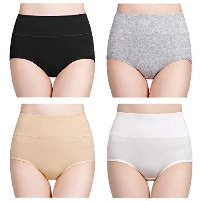 Immagine di wirarpa Slip da Donna in Cotone, a Vita Alta, Copertura Completa, Confezione Multipla XXX Large