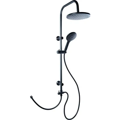 Immagine di Aquae TECBE3302 Cornat Sistema Doccia Noir, Black Edition, soffione Rotondo con 3 Tipi di Getto: Normale e a spruzzo, anticalcare, Nero, Duschkopf = 1/2 zoll &amp; Kopf Größe: 125 mm