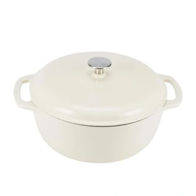 Immagine di Amazon Basics Casseruola forno olandese in ghisa smaltata, 7 L, Rotondo, Bianco