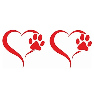 Immagine di Finest Folia Set di 2 adesivi a forma zampa cane e cuore, 10 x 11 cm, per auto, moto, computer portatile, mobili (K017 Rosso carminio)