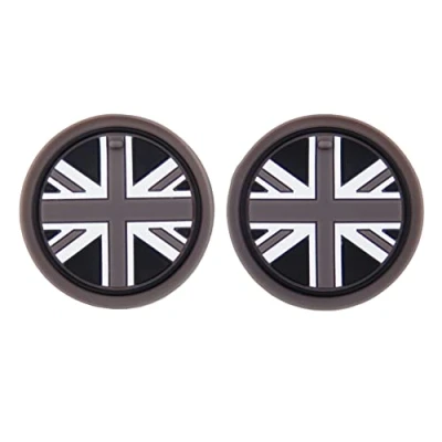 Immagine di 2 pezzi portabottiglie antiscivolo per mini Cooper F54 F55 F56 F57 F60 R55 R56 R57 R58 R59 R60 R61 Hardtop Clubman Hatchback Covertible Roadster Countryman (73 mm, Union Jack Grigio)