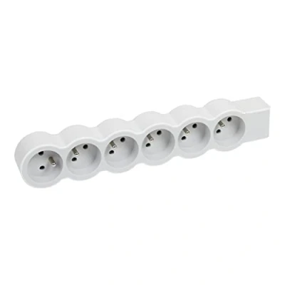 Immagine di Legrand 049499 Prolunga multipresa Extra Plate con 6 prese di corrente terra da cablare, colore: bianco e grigio chiaro