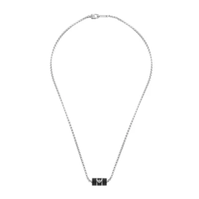 Immagine di Emporio Armani LOGO Necklace Collana silvercoloured/matte black, Uomo, Taglia: One Size, Silver coloured/matte black