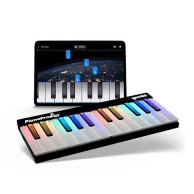 Immagine di Gemini Sound PianoProdigy: Tastiera MIDI Wireless Illuminata a 24 tasti GPP 101, È Necessario Connettersi al Dispositivo iOS/Android per l&#039;Audio, Espandibile, Bluetooth, Portatile
