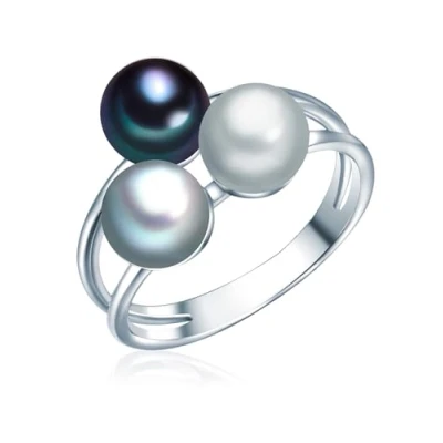 Immagine di Valero Pearls Anello da Donna in Argento Sterling 925 con rodio Perle coltivate d&#039;acqua dolce bianco Taglia 20 60201414