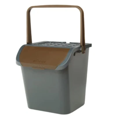 Immagine di Ecoplast, Pattumiera Per Raccolta Differenziata, con Doppia Apertura, Flessibile, Indeformabile e Impilabile, Resiste a Tutte le Temperature, Interni ed Esterni, Color Marrone, 28 L, Made in Italy