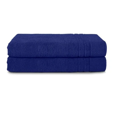 Immagine di Komfortec Asciugamani 2 per Sauna 70x200 cm in 100% Cotone,470 g/m², Asciugamano Doccia Grande, Morbido, Asciugatura Rapida, Blu scuro