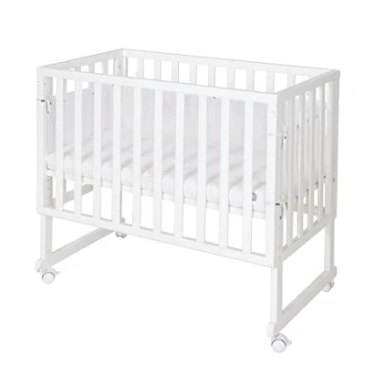 Immagine di roba Lettino Co sleeping safe asleep 3 in 1, 45 x 90 cm, Altezza Regolabile, Design Sternenzauber Gris, Set Completto con Culla, Inserto, Barriera Tessuto e Ruote Freni, Legno Laccato Bianco