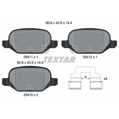Immagine di TEXTAR 2541101 Kit pastiglie freno con segnalatore acustico usura accessori FIAT: 500 Hatchback, 500X, C Cabrio