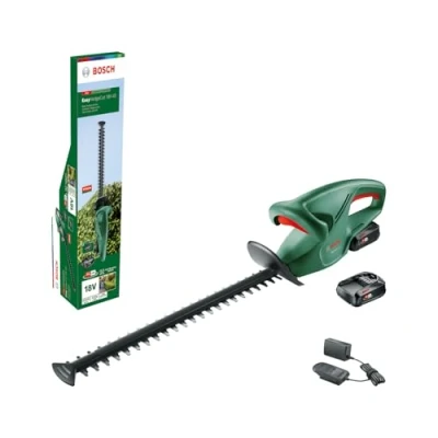Immagine di Bosch Home and Garden Tagliasiepi a batteria EasyHedgeCut 18 45, 2 batterie da 2.0 Ah, sistema Volt, barra 45 cm, confezione in cartone