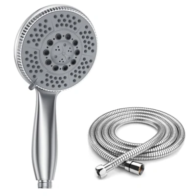Immagine di Vinabo Doccia Soffione con 1.5m Tubo Doccia, 5 Funzioni Getti, Multifunzionale ad Alta Pressione ABS Cromato Spruzzo, Anticalcare Flessibile + Doccino per