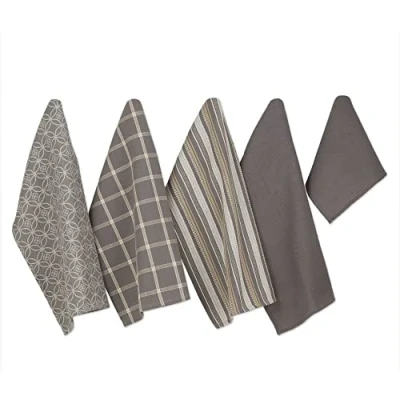 Immagine di DII Set da cucina in tessuto assortito, strofinaccio, 18 x 28; 13 13, grigio, 5 pezzi