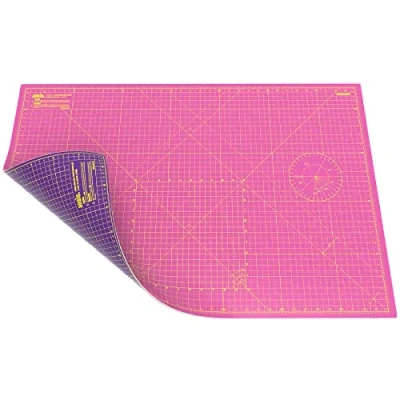 Immagine di ANSIO Tappetino da Taglio Autoguarigione A1 Double Sided 5 Strati Quilting, Cucito, Tessuto e Papercraft Imperiale/Metrico 34 Pollici x 22,5 / 89cm 59cm Rosa Super/Viola Reale