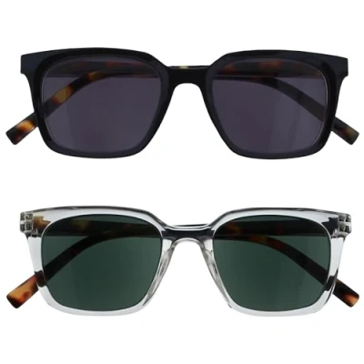 Immagine di OPULIZE KOI Set di 2 Occhiali Da Lettura Con Lenti Sole Colorate UV400 Nero Trasparente Unisex Cerniere a Molla SS50 1C +2.50