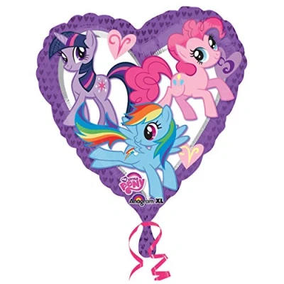 Immagine di Anagram Purple Heart Shaped Foil Balloon with My Little Pony Theme 1 Pc. Kit PARTYKIT Pallone Standard 42 Cm, Multicolore, 17&quot;/43cm, 7A2479701