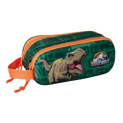 Immagine di safta JURASSIC WORLD 3D astuccio doppio 3D, per bambini, ideale bambini in età scolastica, comodo e versatile, qualità resistenza, 21 x 6 8 cm, verde scuro, M, Casual