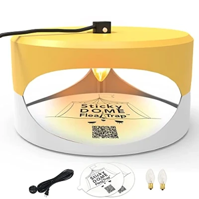 Immagine di ASPECTEK Trapest Sticky Dome Trap Bug Bed con Dischi di Colla. Odorless Cleaner e Flea Killer Pad (giallo bianco)