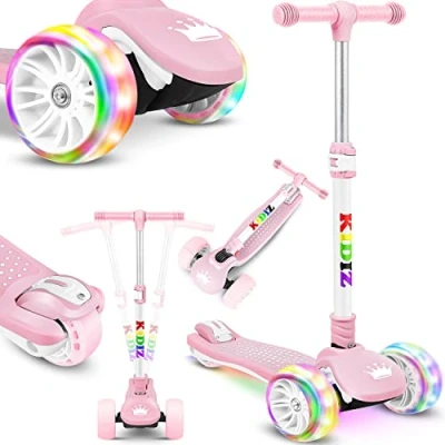 Immagine di KIDIZ® Scooter per bambini X Pro2 Triciclo con ruote luminose a LED in PU pedali pieghevole da città regolabile altezza ragazze 3 12 anni