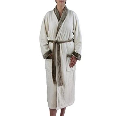 Immagine di Gözze Accappatoio Unisex Con Collo a Scialle, Sensazione di Seta, 100% Microfibra, 330 g/m², Taglia, S Bianco Lana