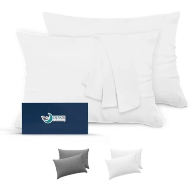 Immagine di Federe Cuscini 30x50 (Set 2) Dreamzie in Microfibra OEKO TEX Certificazione Federa Cuscino Dolce Bianco