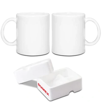 Immagine di Sumex Set di 2 tazza in ceramica a sublimazione,bianca tazze per sublimazione 11 once 325ml caffè latte tè