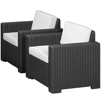 Immagine di Allibert Keter Set 2 poltrone in rattan California, graffite con Cuscino color Grigio