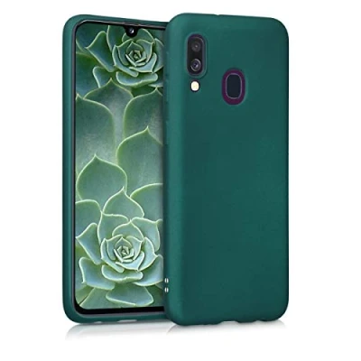 Immagine di kwmobile Custodia Compatibile con Samsung Galaxy A40 Cover Back Case Morbida Protezione in Silicone TPU Effetto metallizzato verde