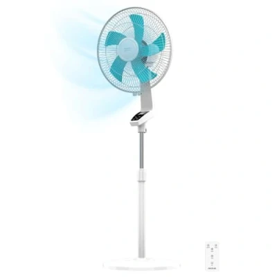 Immagine di Cecotec Ventilatore a Piantana, con telecomando EnergySilence 620 Flow control, 50 W, diametro 40 cm, 5 lame, timer 12 ore, touch schermo LED, 3 velocità, oscillazione automatica, Bianco/Blu