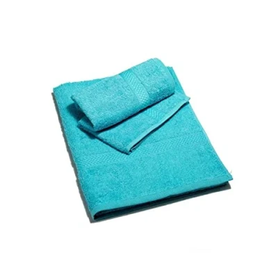 Immagine di Caleffi Asciugamano con Ospite MINORCA in Spugna 100% Morbido Cotone Idrofilo 450gsm, Lavabile Lavatrice 40 + Asciugatrice, Coppia (55x105 cm 40X60 cm) Colore ACQUA