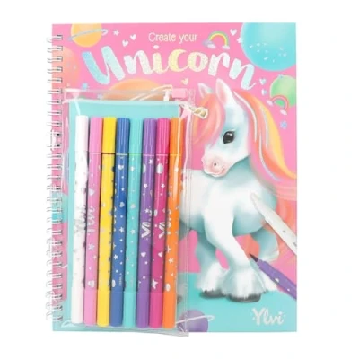 Immagine di Depesche 12930 Ylvi Set di Libri da colorare con 30 Pagine Doppie per Creare Motivi Modelli, Inclusi 7 Punta Fibra e pennarello Magico, Multicolore