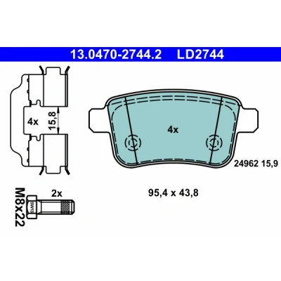 Immagine di ATE 13.0470 2744.2 Kit pastiglie freno RENAULT: Kangoo II / Grand Kangoo, Express, I Express